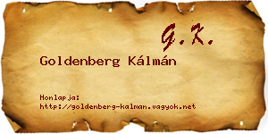 Goldenberg Kálmán névjegykártya